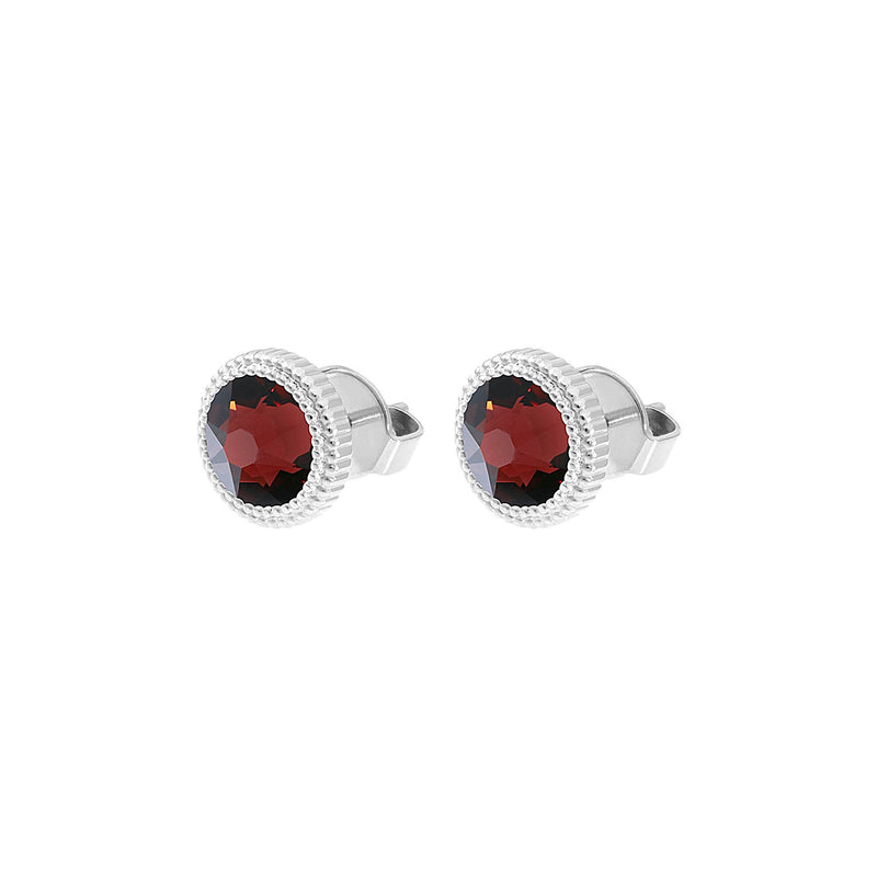 Fabero Flat Stud Earring 0.4" - Silver Burgundy