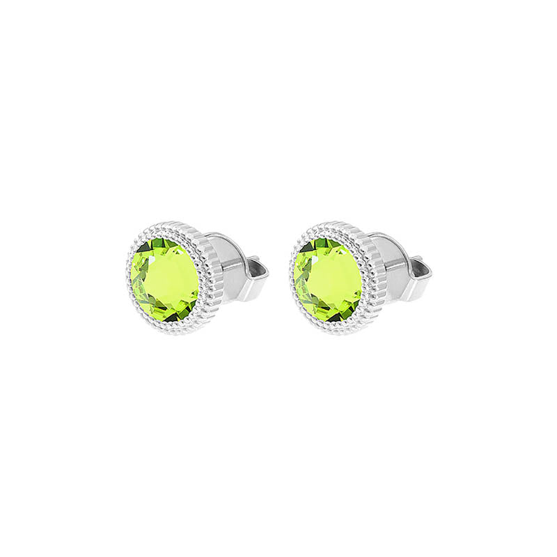Fabero Flat Stud Earring 0.4" - Silver Citrus Green