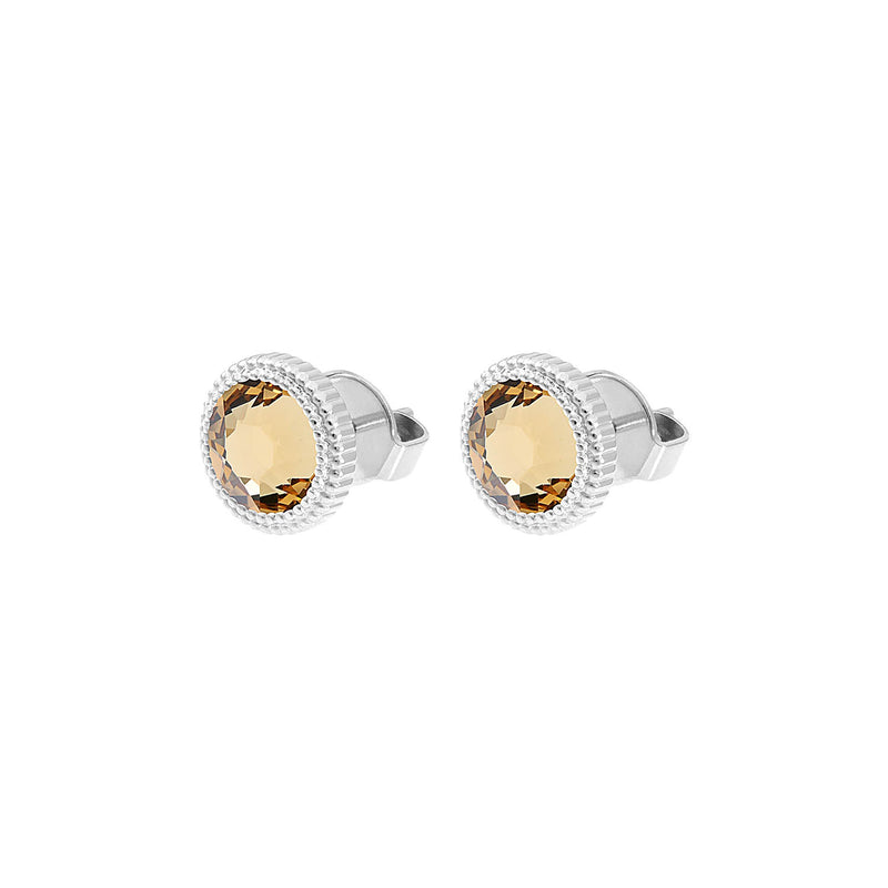 Fabero Flat Stud Earring 0.4" - Silver light colorado topaz