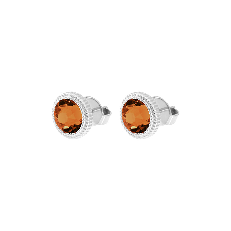Fabero Flat Stud Earring 0.4" - Silver Smoked Topaz