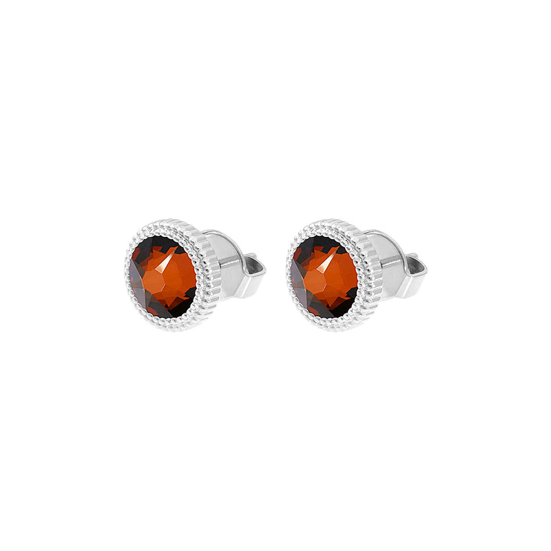 Fabero Flat Stud Earring 0.4" - Silver smoked amber