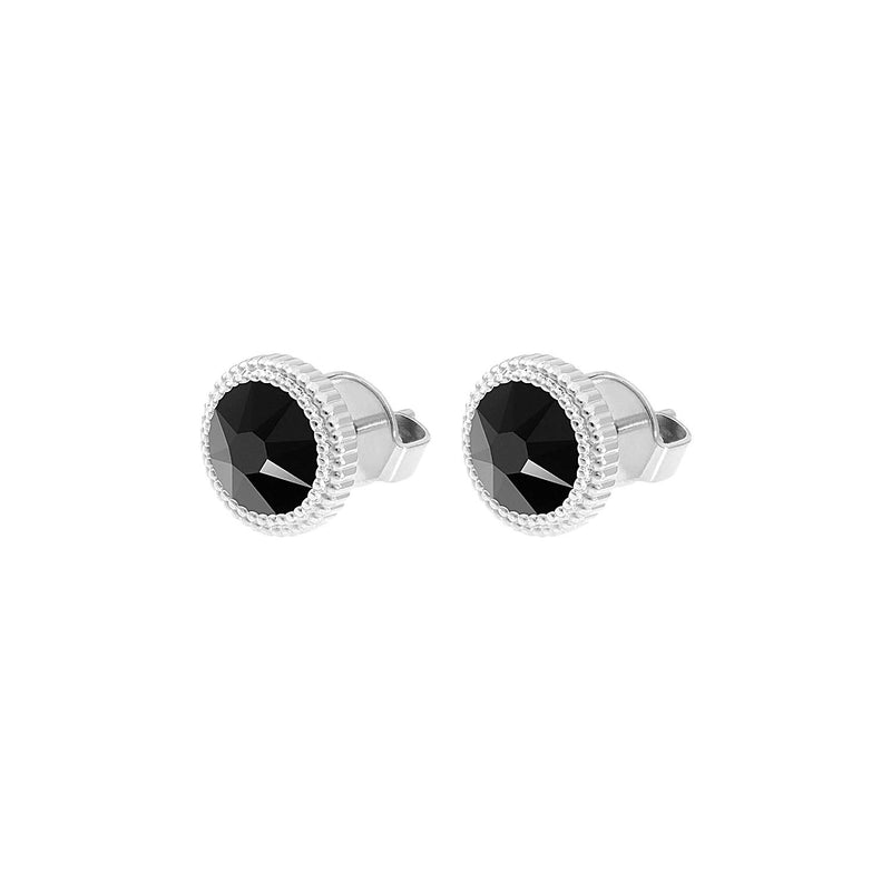 Fabero Flat Stud Earring 0.4" - Silver jet