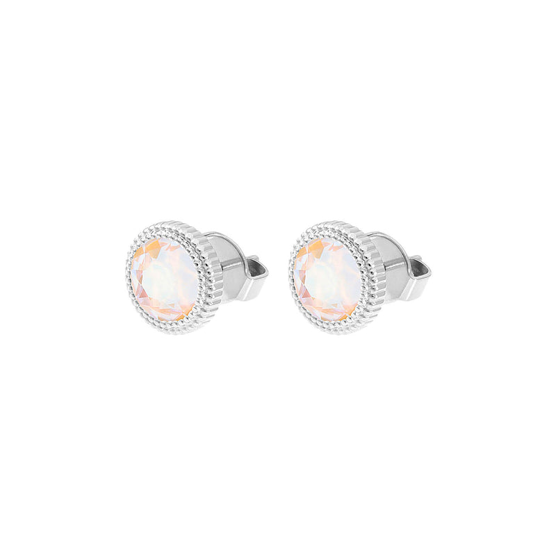 Fabero Flat Stud Earring 0.4" - Silver ivory cream delite