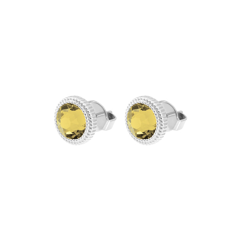 Fabero Flat Stud Earring 0.4" - Silver Recreated Dark Jonquil