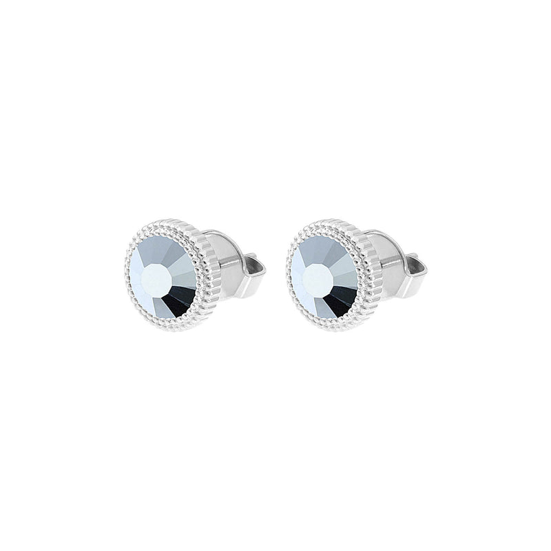 Fabero Flat Stud Earring 0.4" - Silver crystal labrador