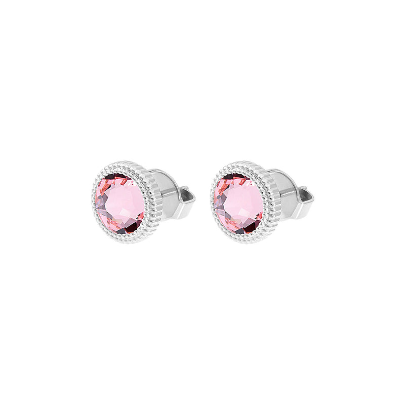 Fabero Flat Stud Earring 0.4" - Silver Light Rose
