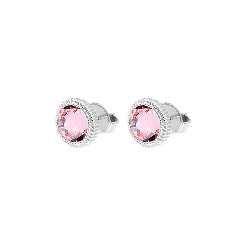 Fabero Flat Stud Earring 0.4" - Silver Light Rose