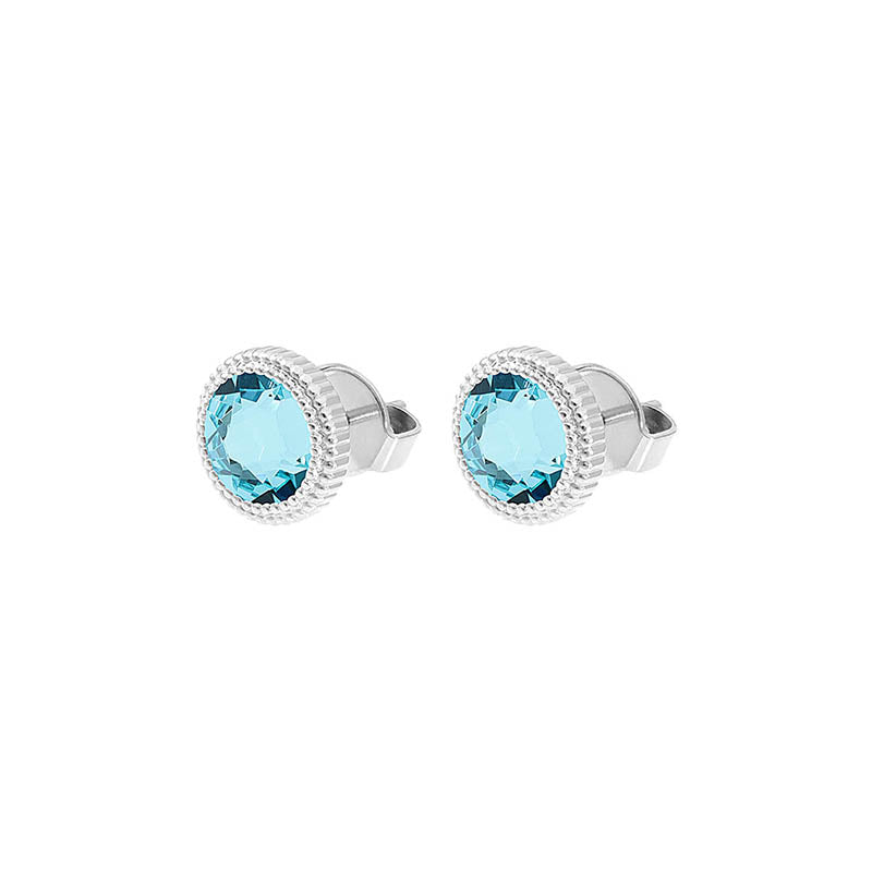 Fabero Flat Stud Earring 0.4" - Silver Light Turquoise