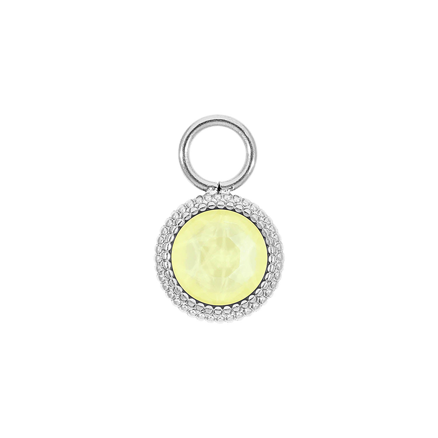 Fabero Flat Charm 0.4" - Silver crystal soft yellow ignite