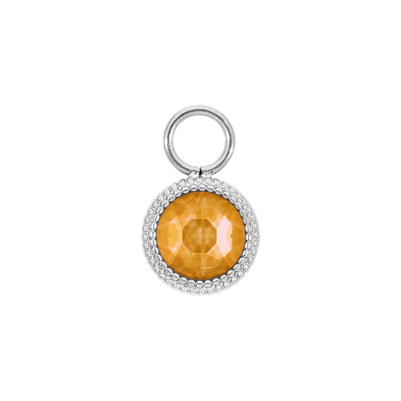 Fabero Flat Charm 0.4" - Silver Crystal Mango Ignite
