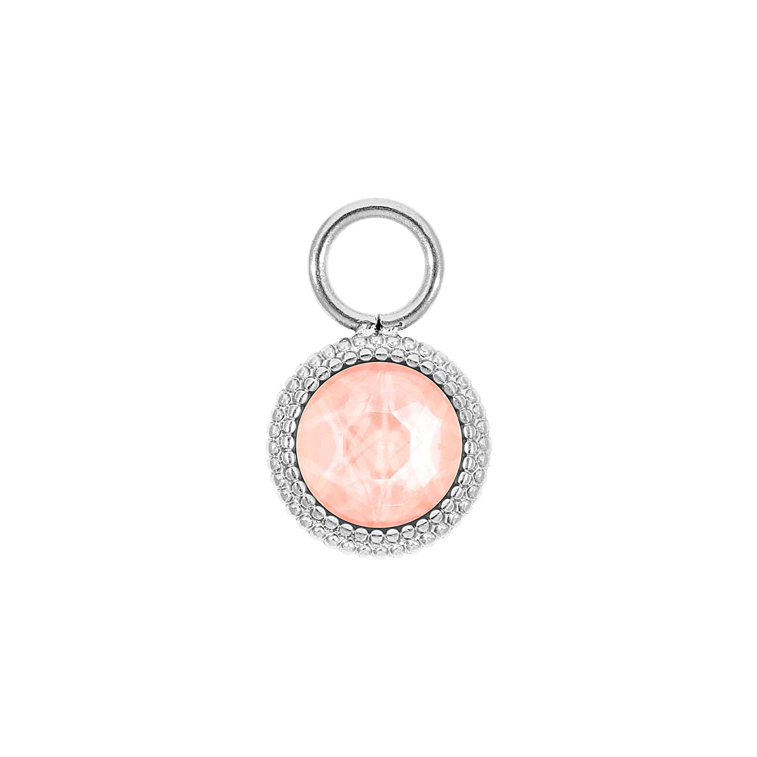 Fabero Flat Charm 0.4" - Silver Crystal Flamingo Ignite