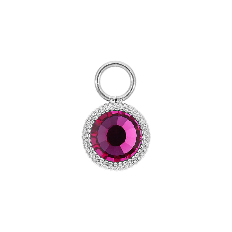 Fabero Flat Charm 0.4" - Silver fuchsia