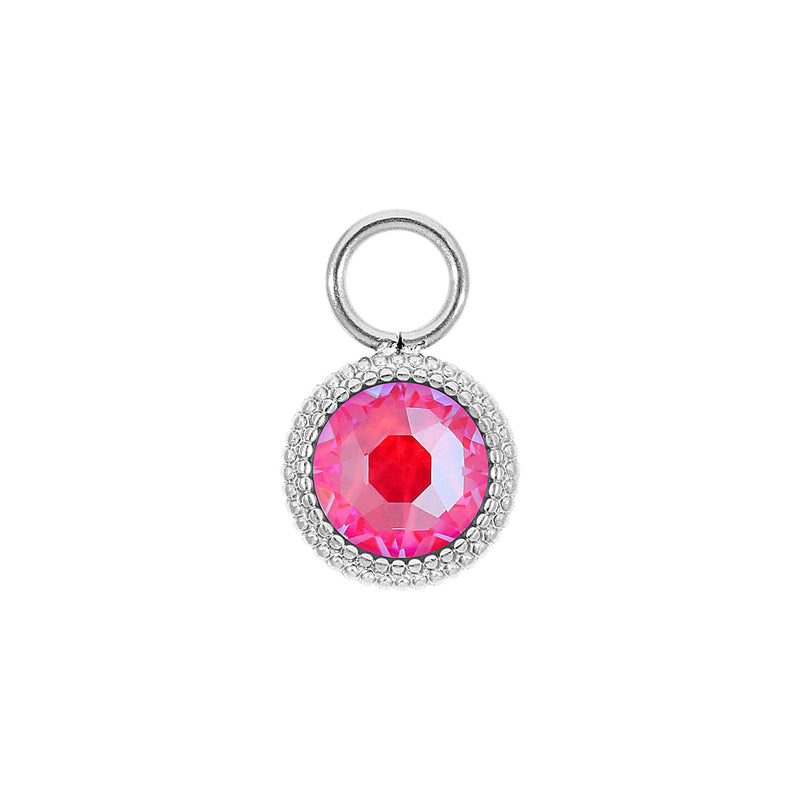 Fabero Flat Charm 0.4" - Silver lotus pink delite