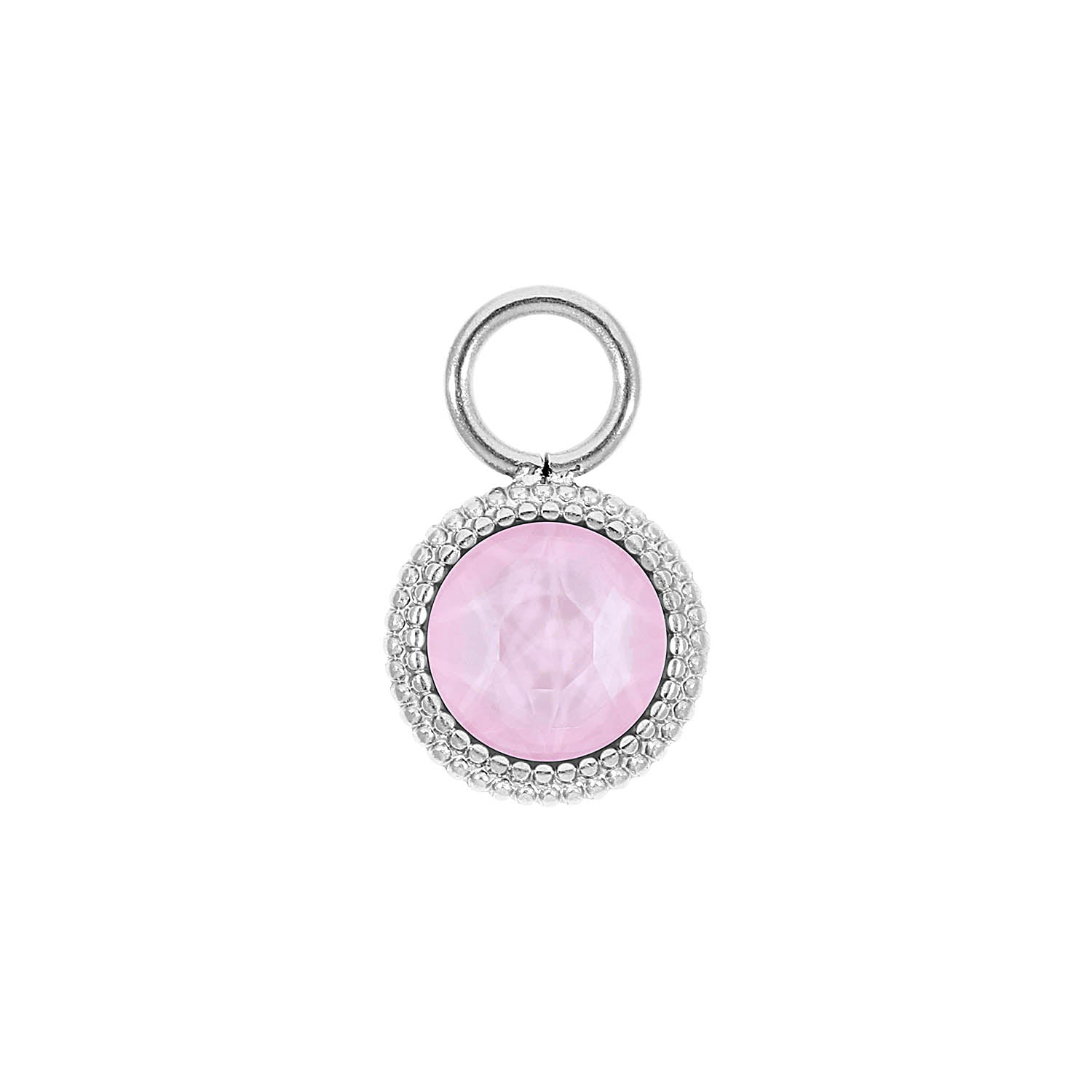 Fabero Flat Charm 0.4" - Silver crystal soft rose ignite