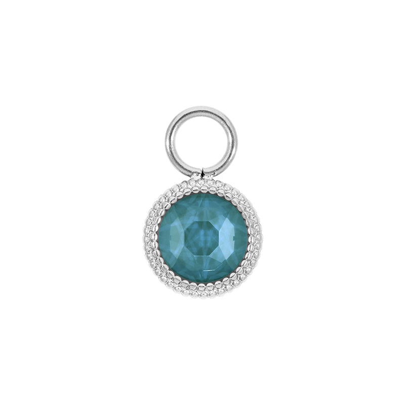 Fabero Flat Charm 0.4" - Silver Crystal Pine Green Ignite