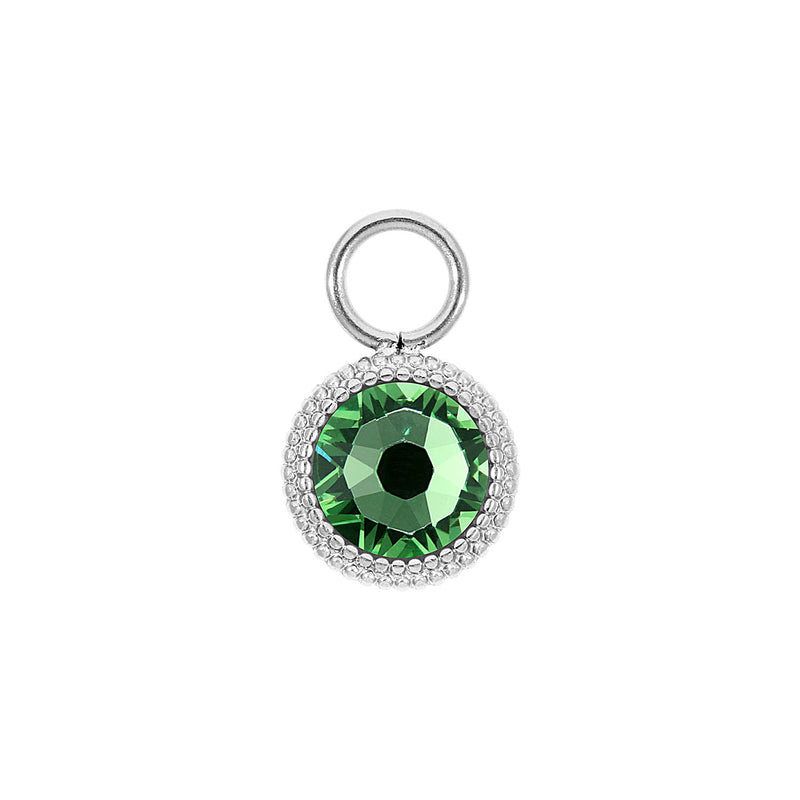 Fabero Flat Charm 0.4" - Silver peridot