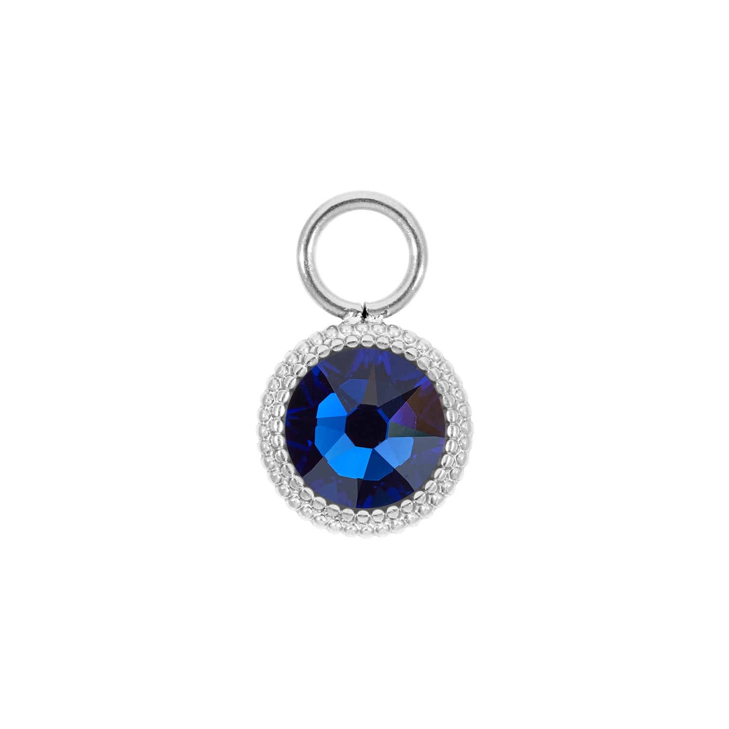Fabero Flat Charm 0.4" - Silver ReCreated Dark Sapphire