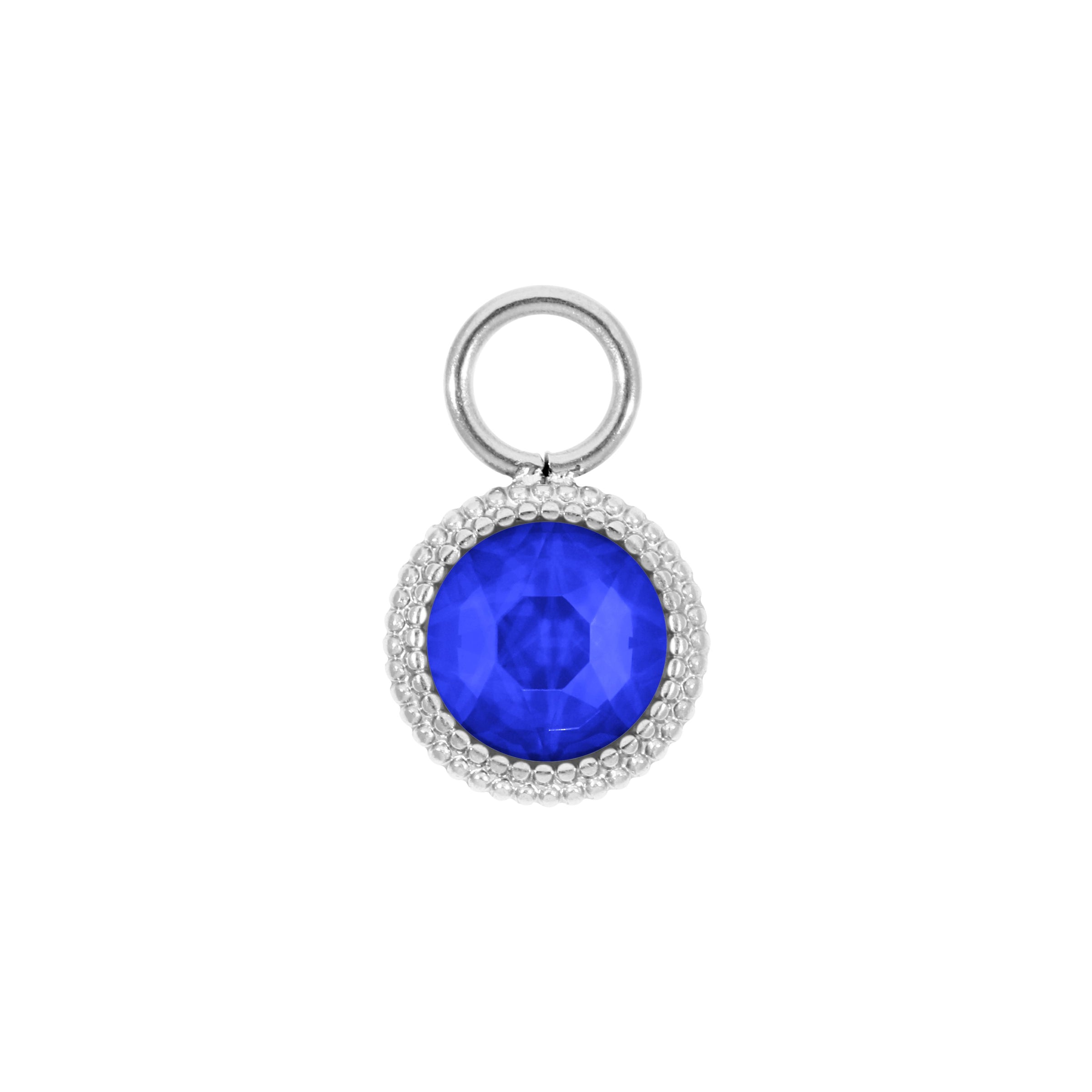 Fabero Flat Charm 0.4" - Silver ReCreated Dark Sapphire