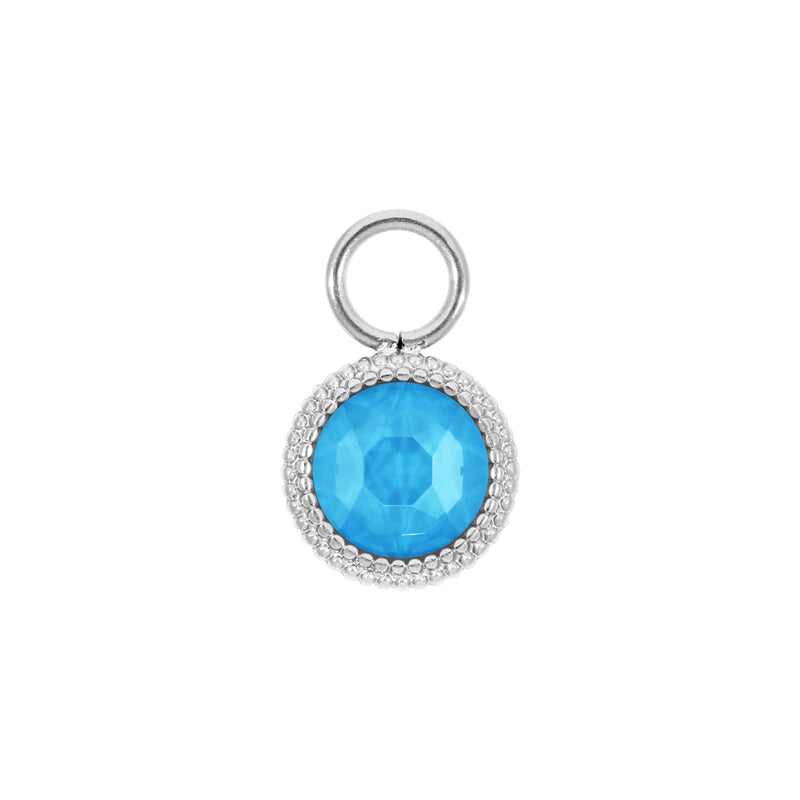 Fabero Flat Charm 0.4" - Silver Crystal Electric Blue Ignite