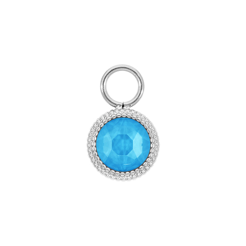 Fabero Flat Charm 0.4" - Silver Crystal Electric Blue Ignite