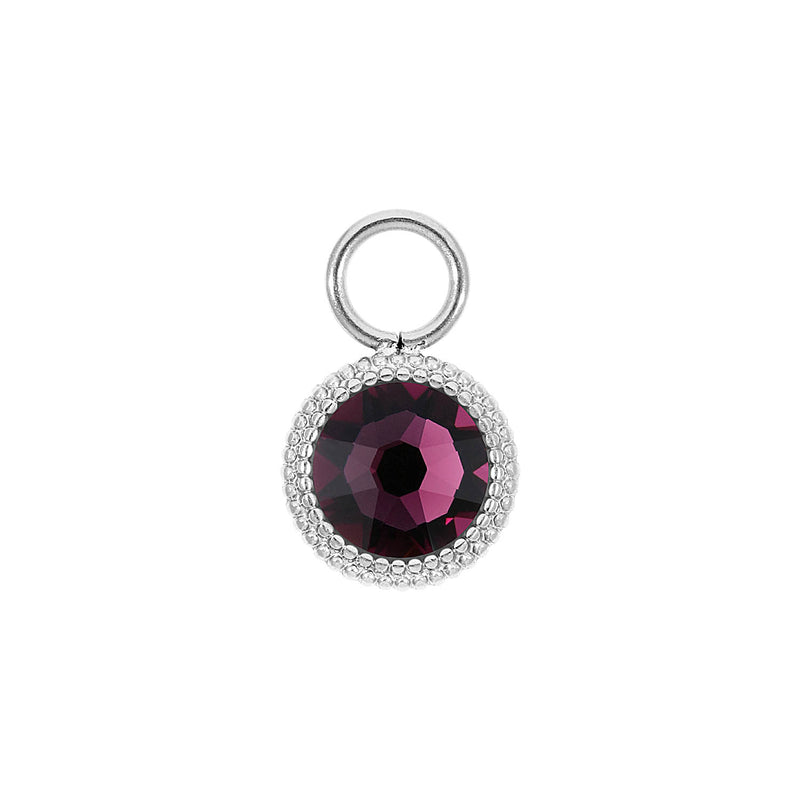 Fabero Flat Charm 0.4" - Silver amethyst