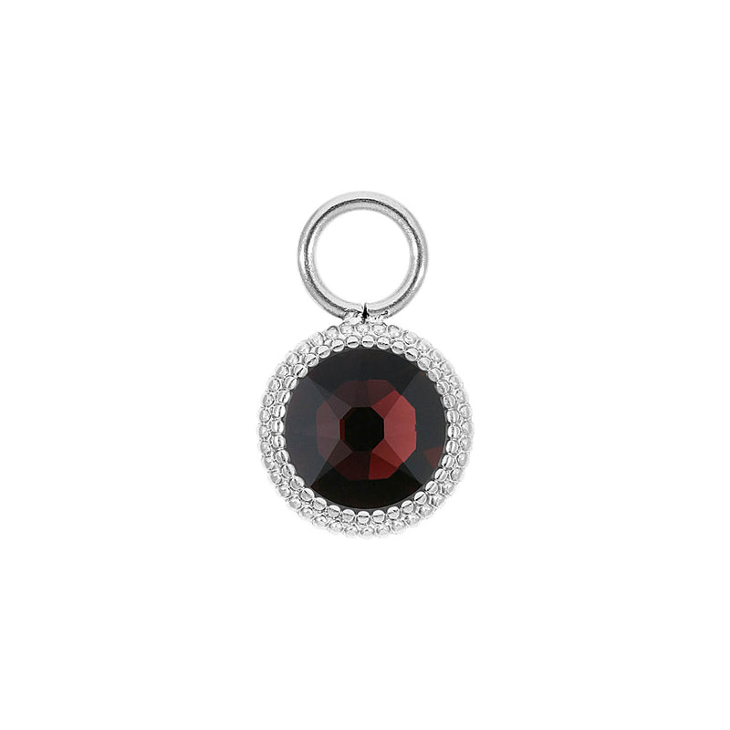 Fabero Flat Charm 0.4" - Silver Burgundy