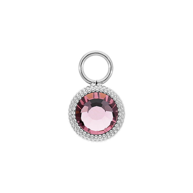 Fabero Flat Charm 0.4" - Silver light amethyst