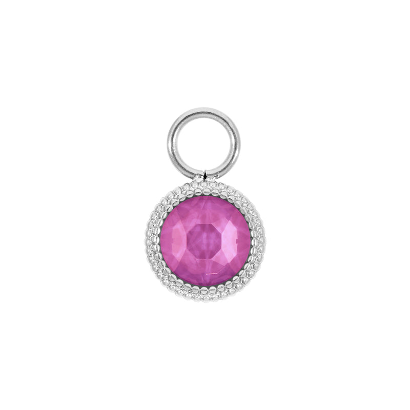 Fabero Flat Charm 0.4" - Silver Crystal Orchid Ignite