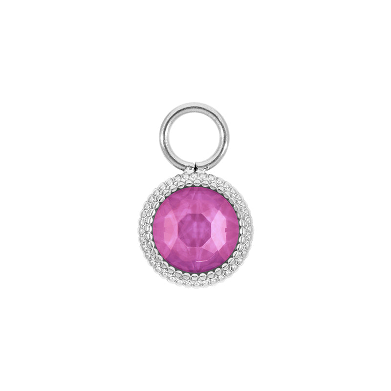 Fabero Flat Charm 0.4" - Silver Crystal Orchid Ignite