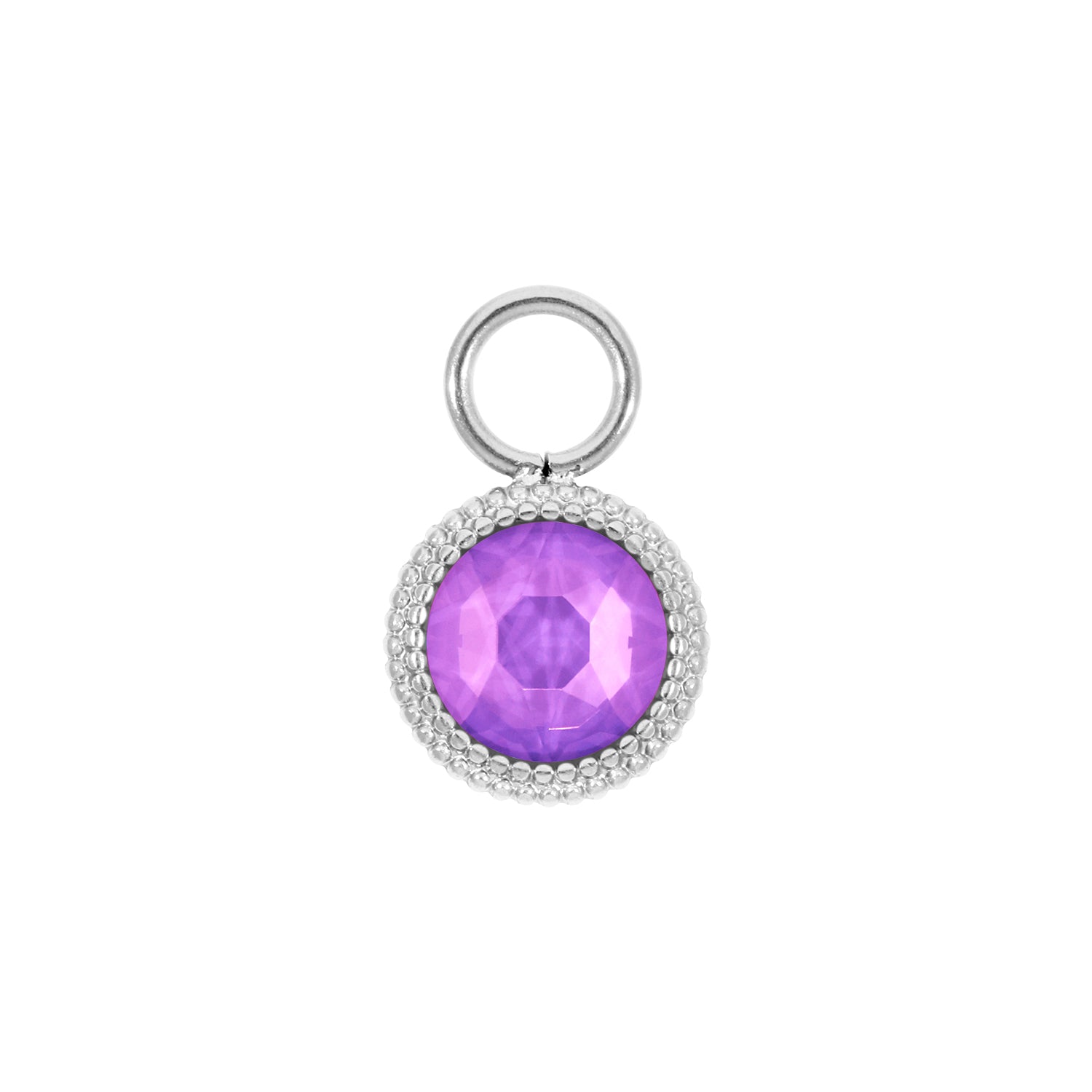 Fabero Flat Charm 0.4" - Silver Crystal Electric Violet Ignite