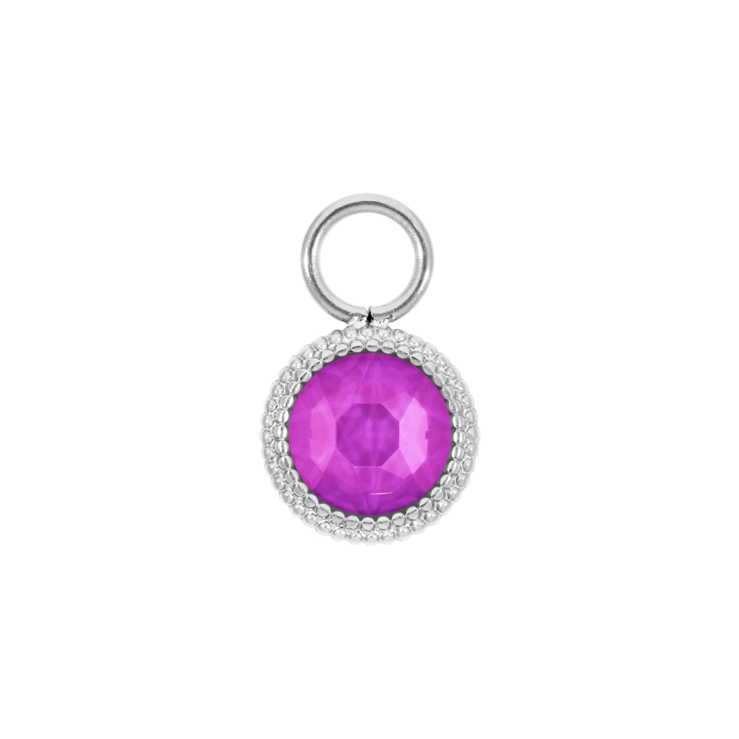 Fabero Flat Charm 0.4" - Silver Crystal Electric Violet Ignite