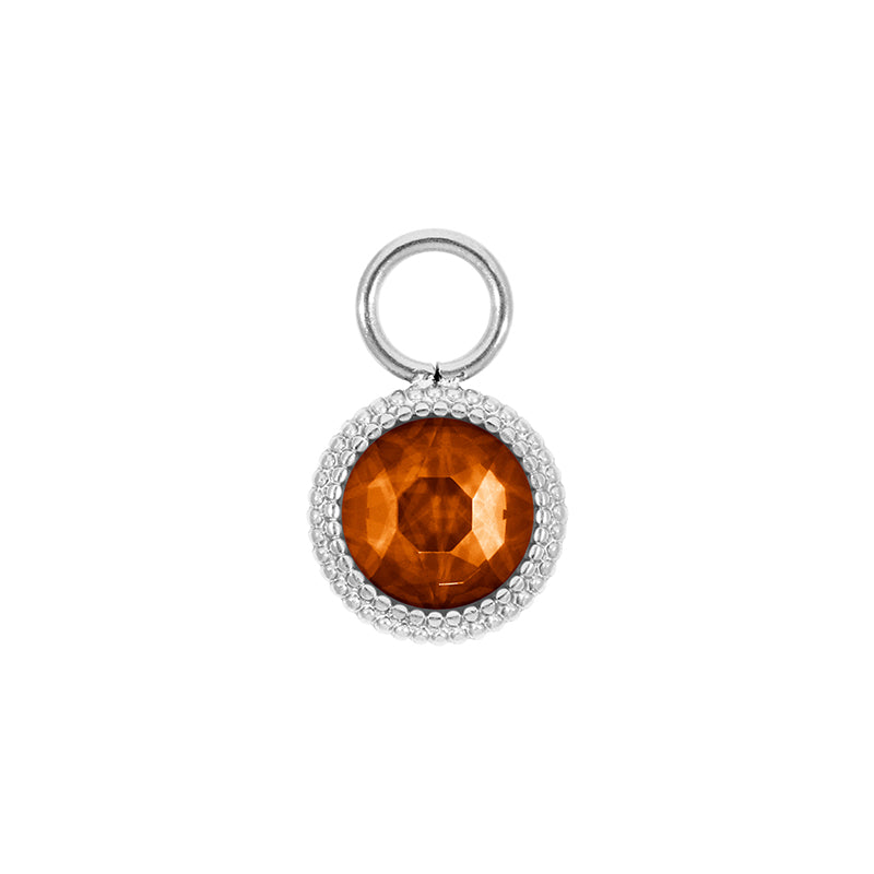 Fabero Flat Charm 0.4" - Silver Smoked Topaz