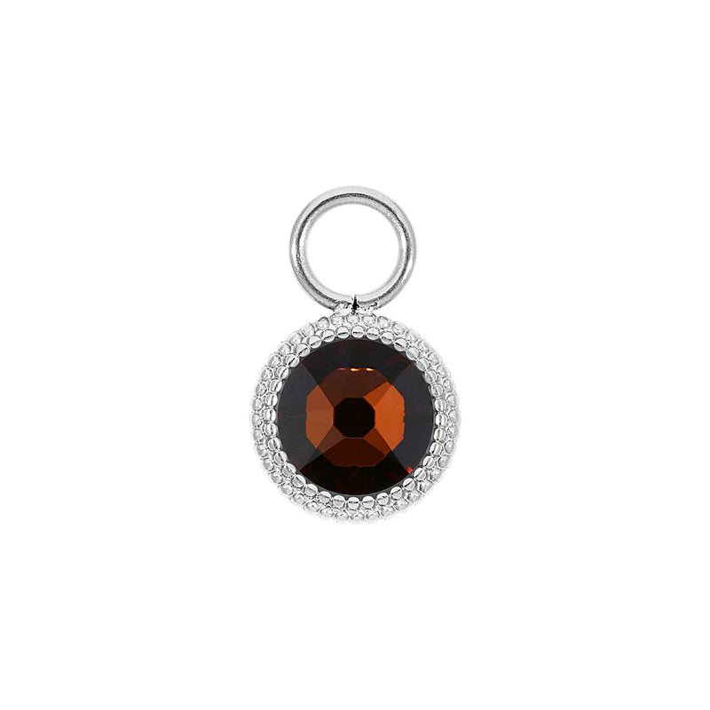 Fabero Flat Charm 0.4" - Silver smoked amber
