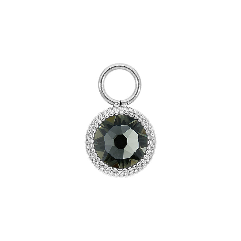 Fabero Flat Charm 0.4" - Silver black diamond