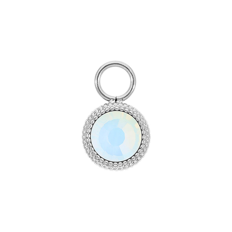 Fabero Flat Charm 0.4" - Silver white opal