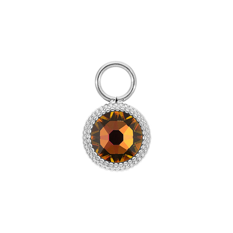Fabero Flat Charm 0.4" - Silver Crystal Vitrail Medium