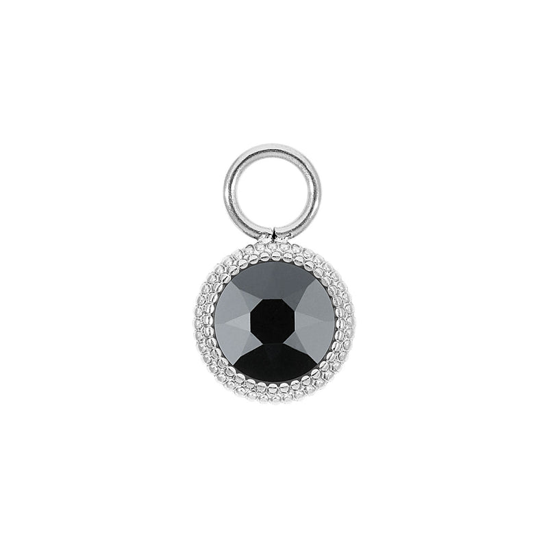 Fabero Flat Charm 0.4" - Silver jet hematite