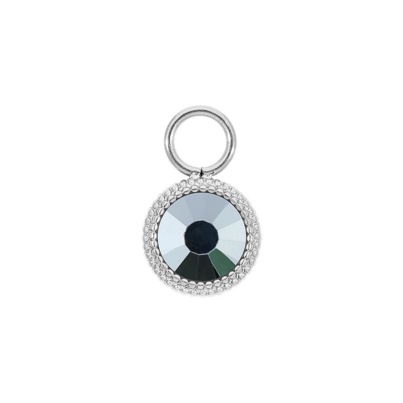 Fabero Flat Charm 0.4" - Silver crystal labrador