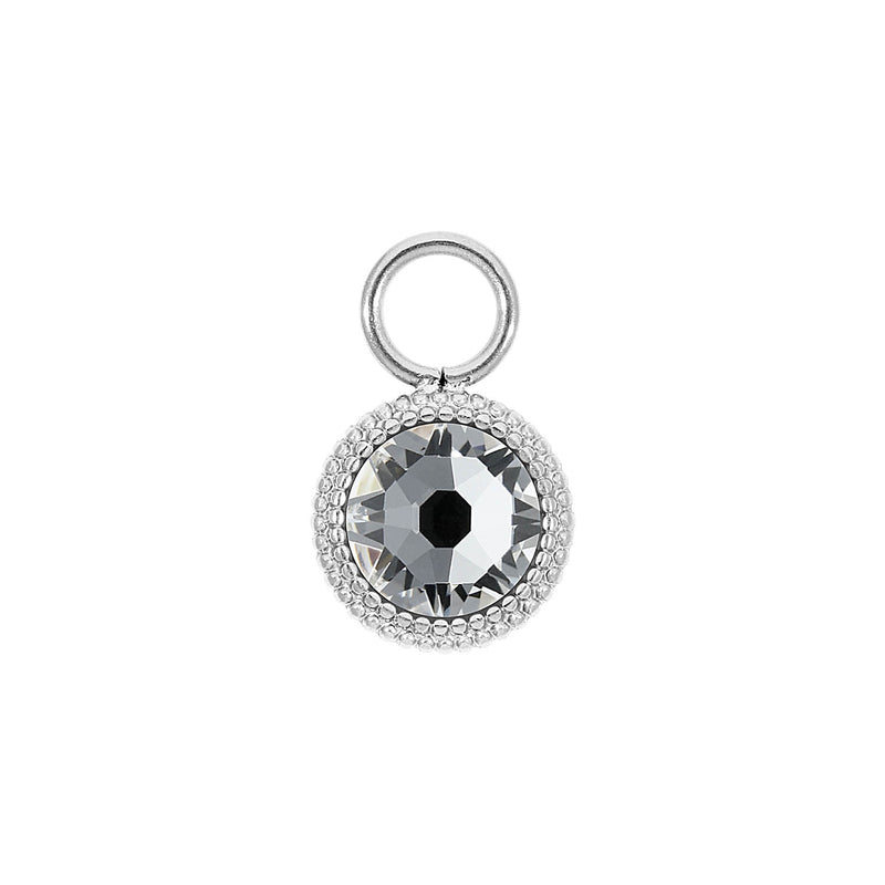 Fabero Flat Charm 0.4" - Silver crystal