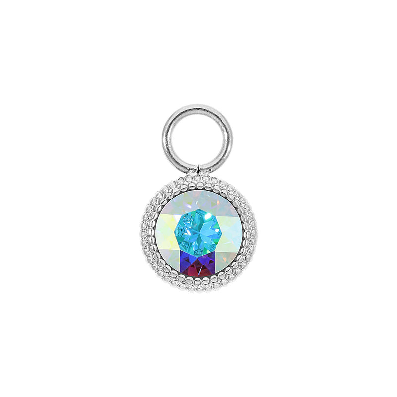 Fabero Flat Charm 0.4" - Silver crystal aurora boreale
