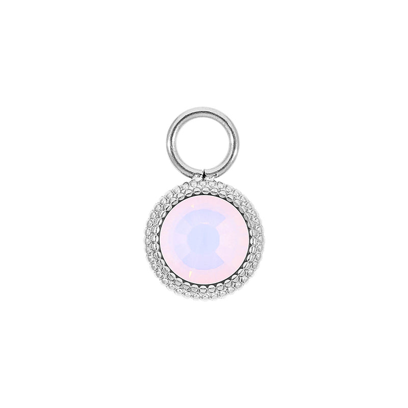 Fabero Flat Charm 0.4" - Silver rose opal