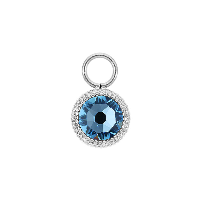 Fabero Flat Charm 0.4" - Silver aquamarine