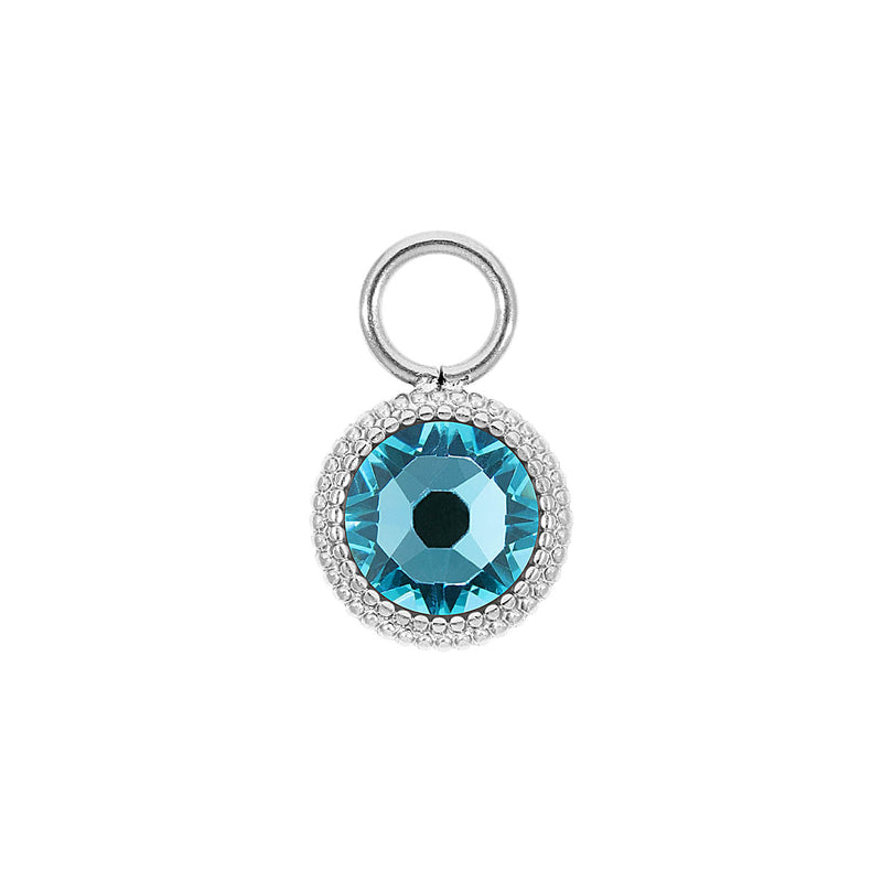 Fabero Flat Charm 0.4" - Silver Light Turquoise
