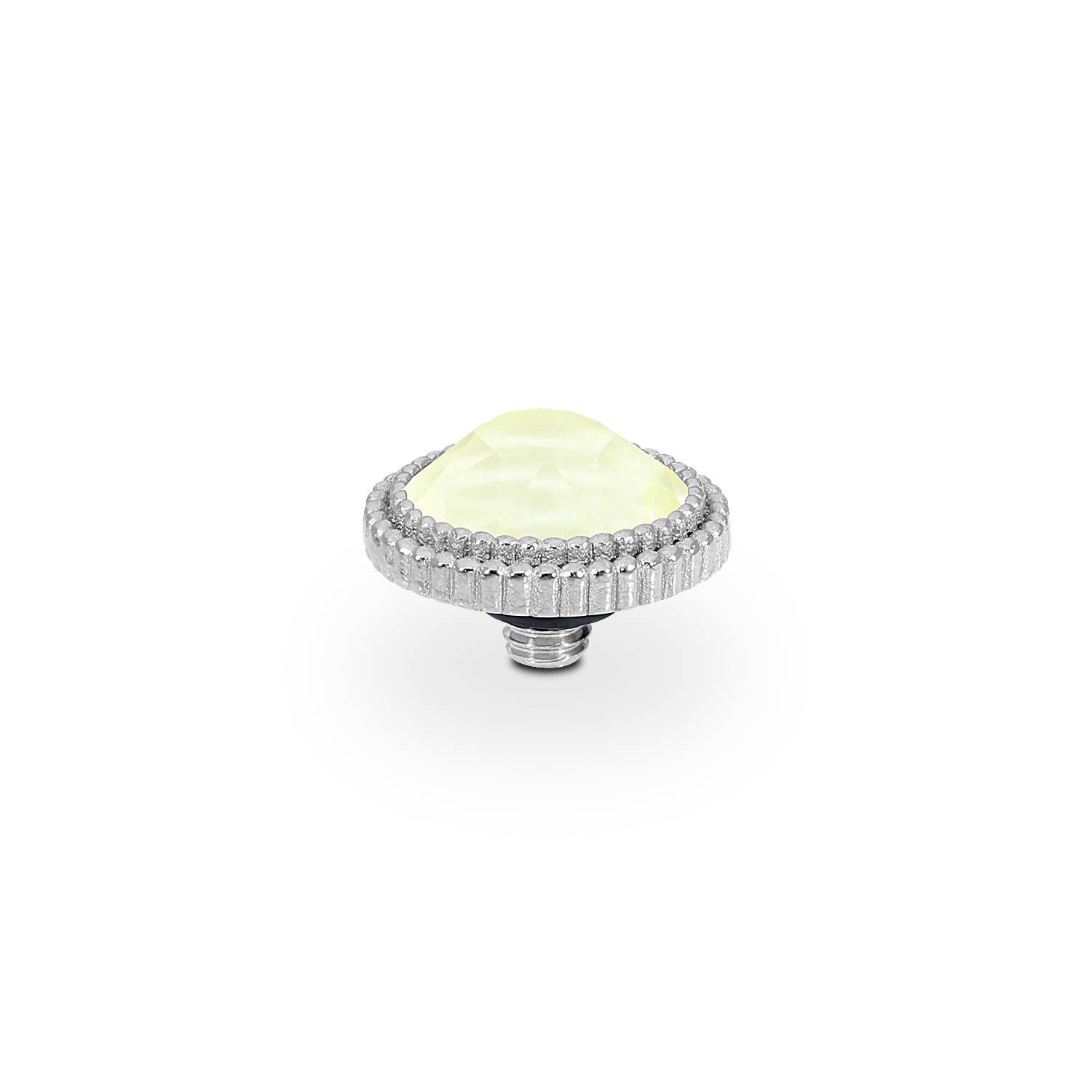 Fabero Flat Top 0.4" - Silver crystal soft yellow ignite