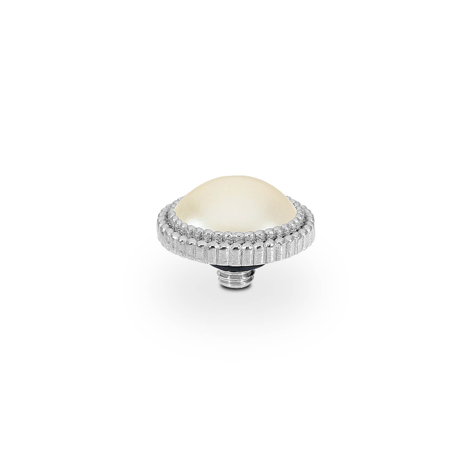 Fabero Flat Top 0.4" - Silver cream pearl