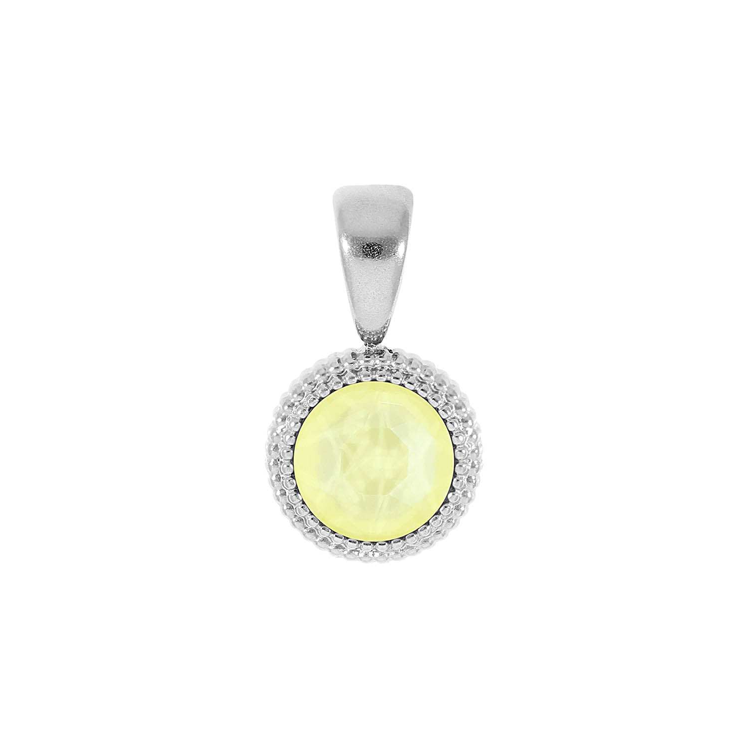 Fabero Flat Pendant 0.4" - Silver crystal soft yellow ignite
