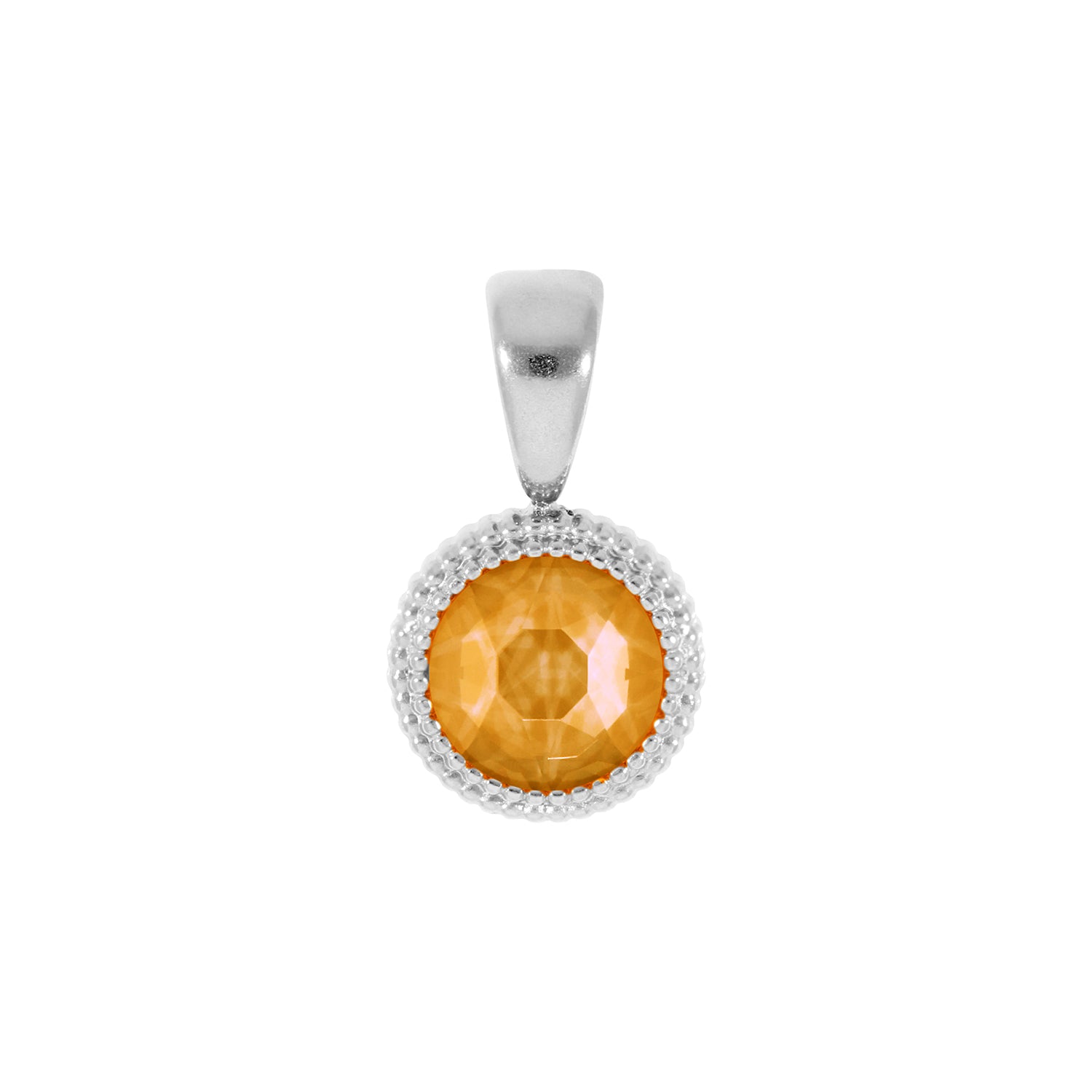 Fabero Flat Pendant 0.4" - Silver Crystal Mango Ignite