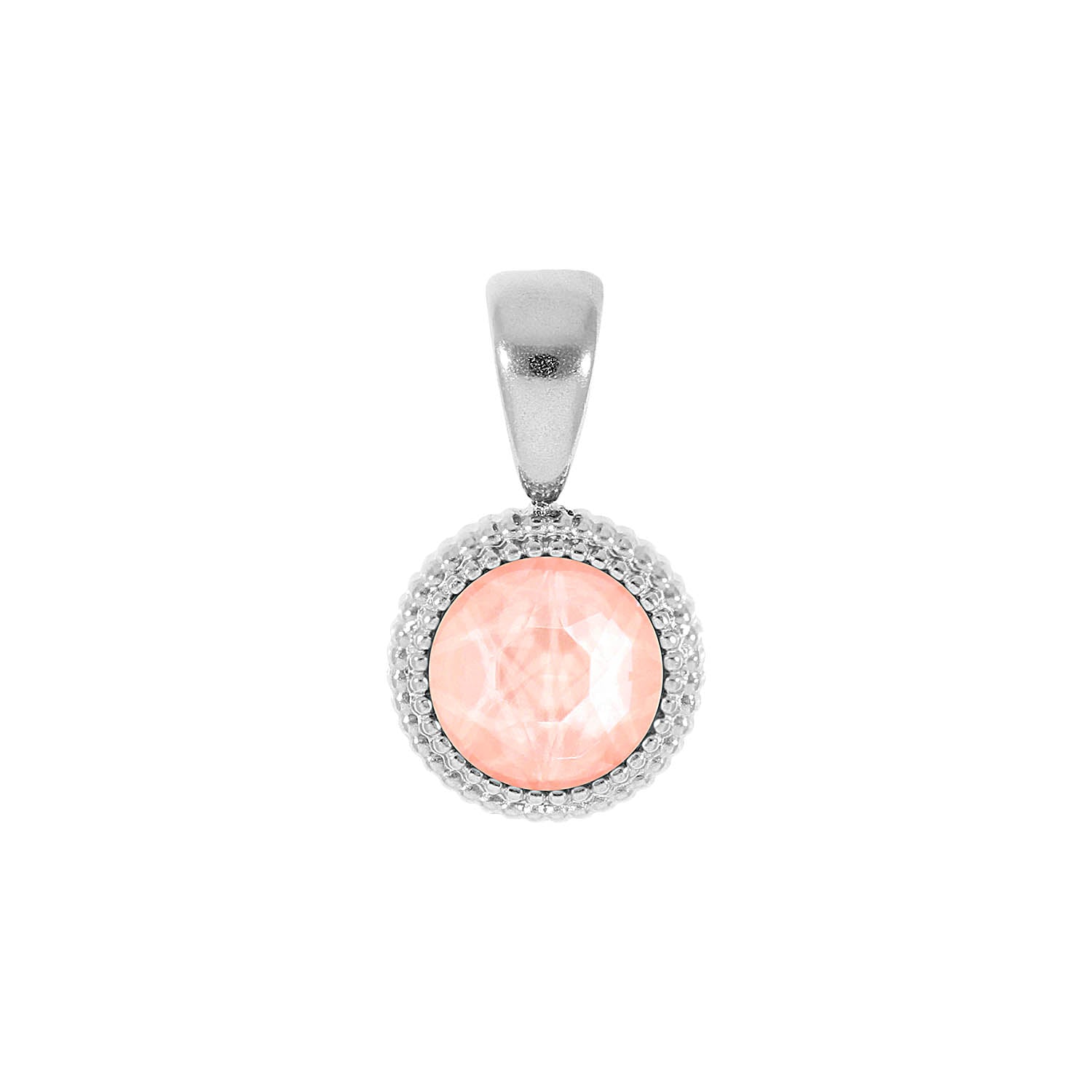 Fabero Flat Pendant 0.4" - Silver Crystal Flamingo Ignite