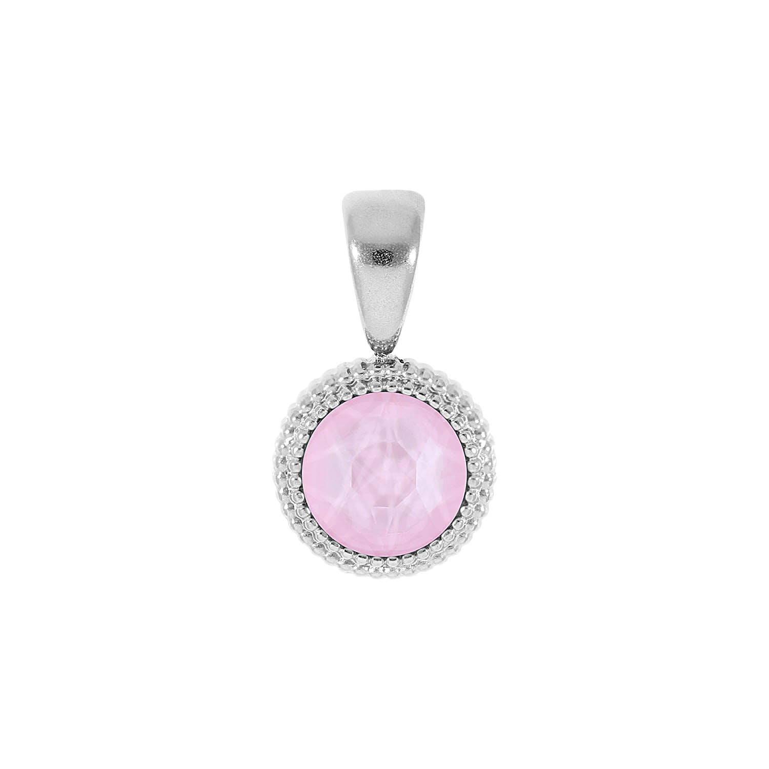 Fabero Flat Pendant 0.4" - Silver crystal soft rose ignite