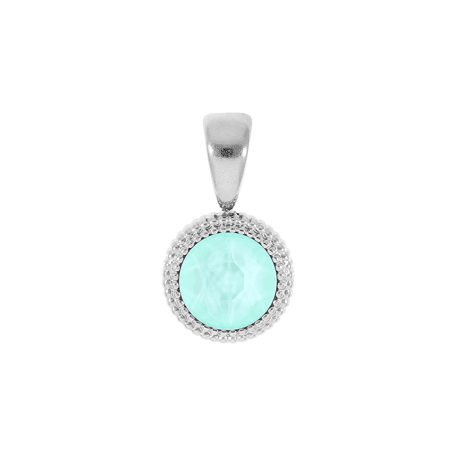 Fabero Flat Pendant 0.4" - Silver crystal soft mint ignite